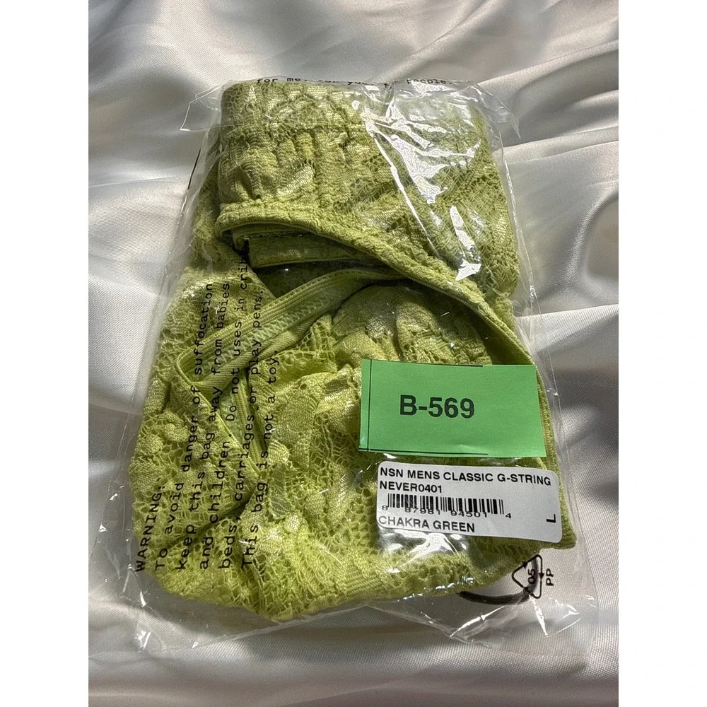 CosaBella‎ Green Lace Men's G-String Thong Sheer Stretch Designer Underwear L
